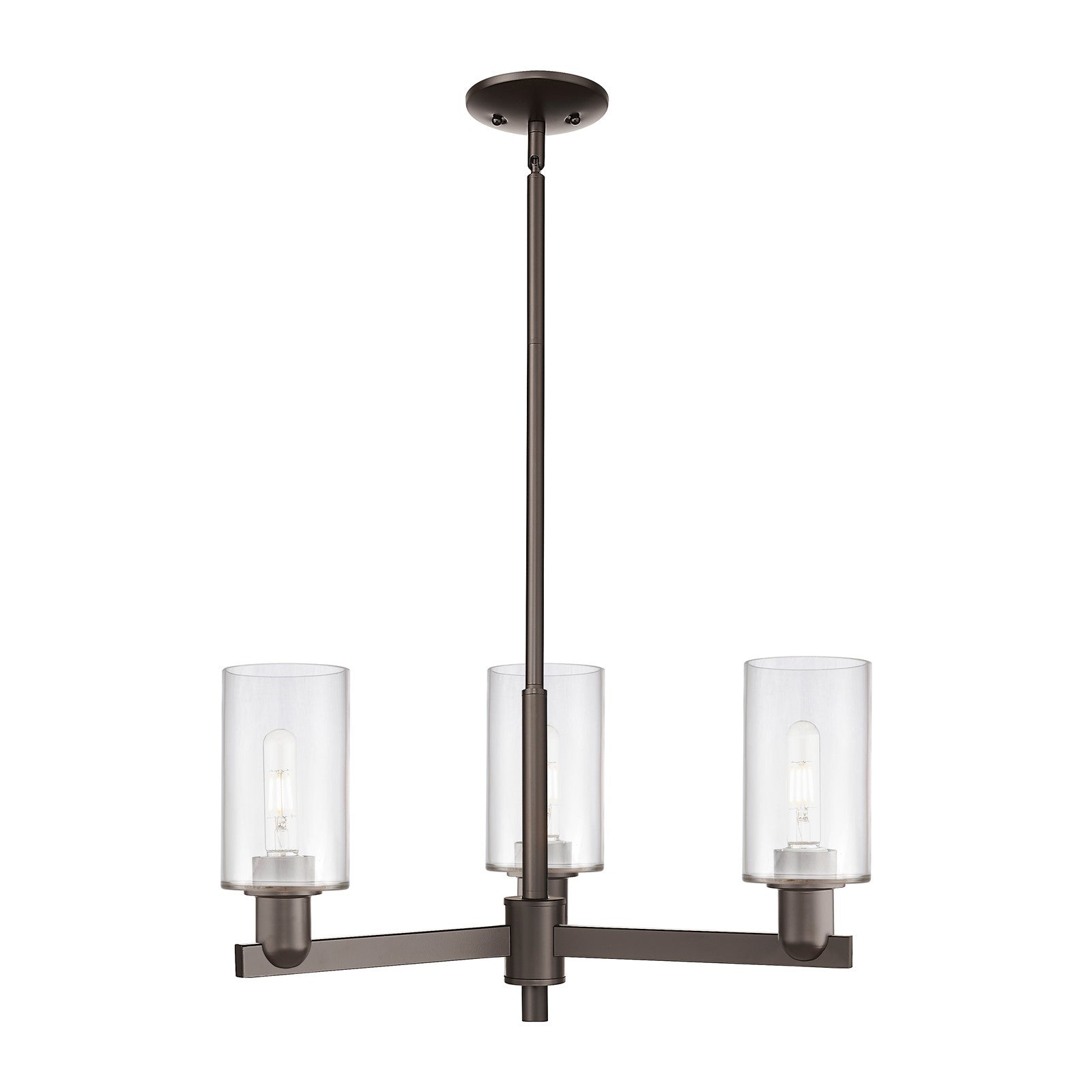 Innovations Clymer 26in 3-Light Pendant | Industrial Oil Rubbed Bronze Steel and Clear Glass | Kitchen Island & Dining Room | Model 716-3CR-OB-G802