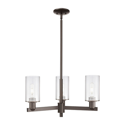 Innovations Clymer 26in 3-Light Pendant | Industrial Oil Rubbed Bronze Steel and Clear Glass | Kitchen Island & Dining Room | Model 716-3CR-OB-G802