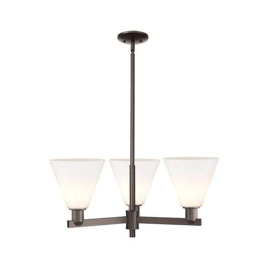 Innovations Berkshire Glass 30in 3-Light Pendant | Industrial Oil Rubbed Bronze Steel and Matte White Glass | Kitchen Island & | Model 716-3CR-OB-GBC-81