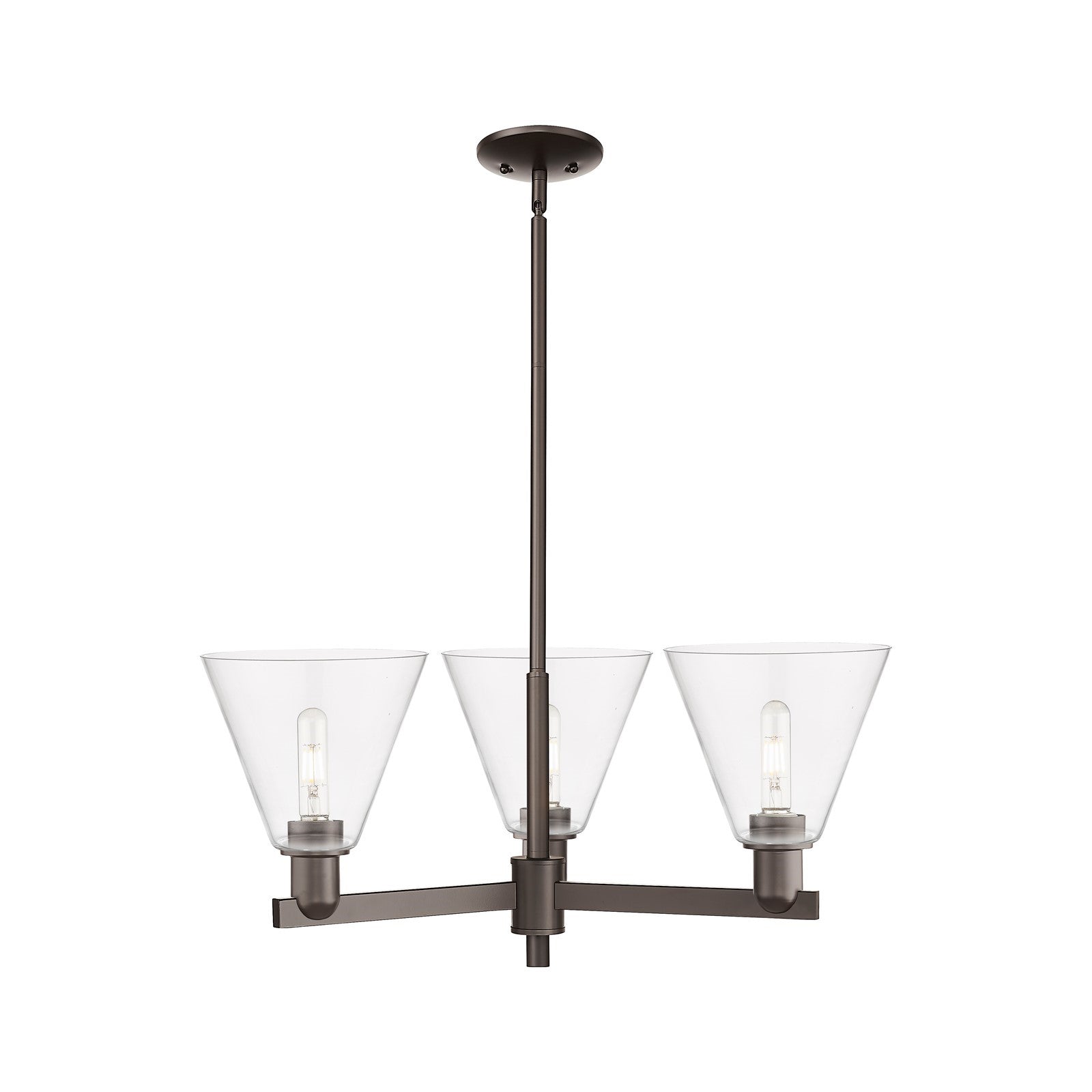 Innovations Berkshire Glass 30in 3-Light Pendant | Industrial Oil Rubbed Bronze Steel and Clear Glass | Kitchen Island & Dining | Model 716-3CR-OB-GBC-82