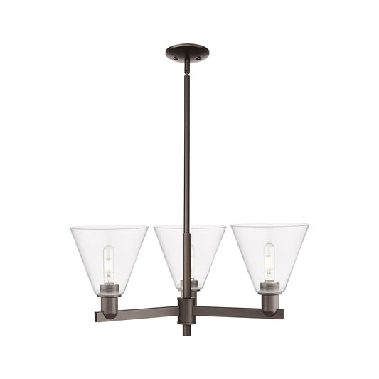 Innovations Berkshire Glass 30in 3-Light Pendant | Industrial Oil Rubbed Bronze Steel and Clear Glass | Kitchen Island & Dining | Model 716-3CR-OB-GBC-82