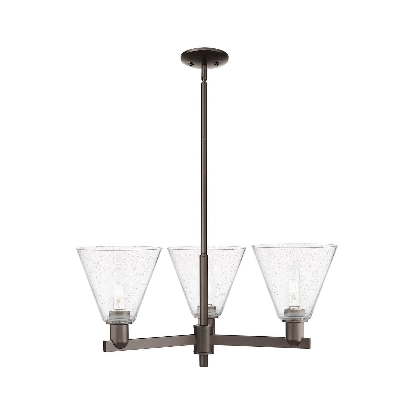 Innovations Berkshire Glass 30in 3-Light Pendant | Industrial Oil Rubbed Bronze Steel and Seedy Glass | Kitchen Island & Dining | Model 716-3CR-OB-GBC-84