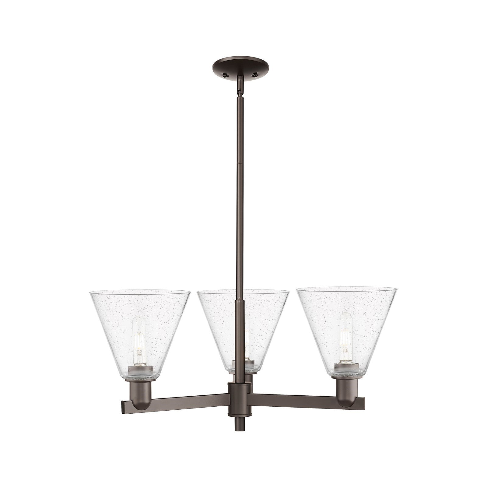 Innovations Berkshire Glass 30in 3-Light Pendant | Industrial Oil Rubbed Bronze Steel and Seedy Glass | Kitchen Island & Dining | Model 716-3CR-OB-GBC-84