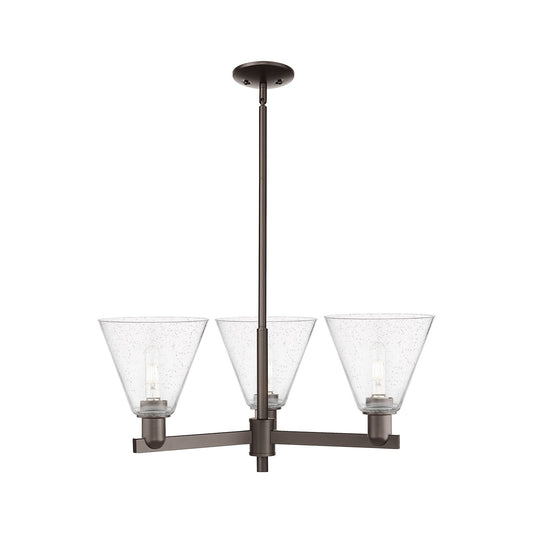 Innovations Berkshire Glass 30in 3-Light Pendant | Industrial Oil Rubbed Bronze Steel and Seedy Glass | Kitchen Island & Dining | Model 716-3CR-OB-GBC-84