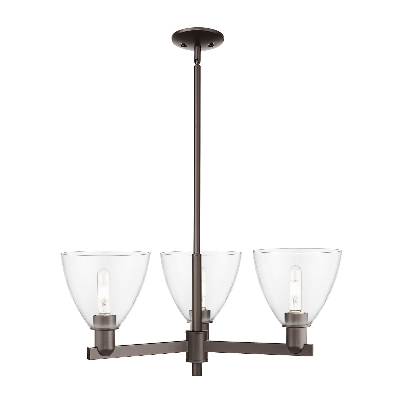 Innovations Bristol 29.25in 3-Light Pendant | Industrial Oil Rubbed Bronze Steel and Clear Glass | Kitchen Island & Dining Room | Model 716-3CR-OB-GBD-752