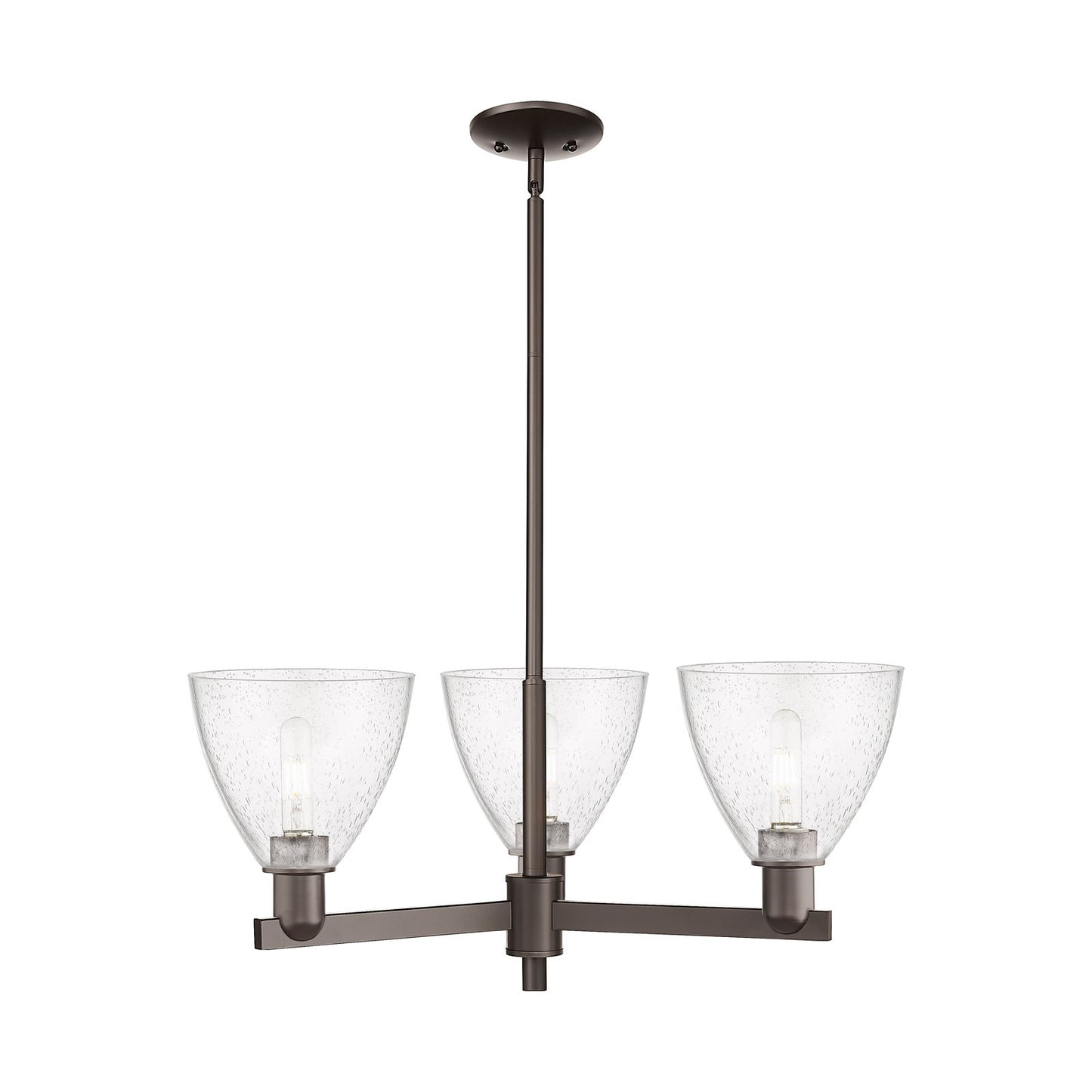Innovations Bristol 29in 3-Light Pendant | Industrial Oil Rubbed Bronze Steel and Seedy Glass | Kitchen Island & Dining Room | Model 716-3CR-OB-GBD-754