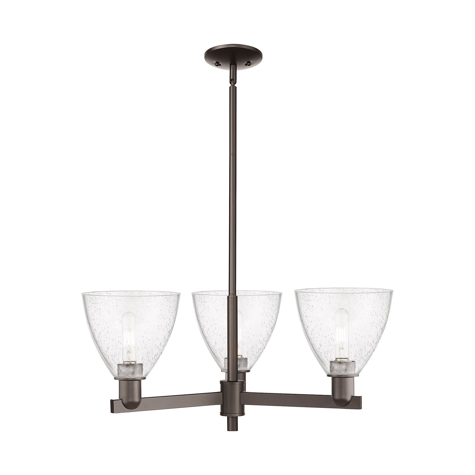 Innovations Bristol 29in 3-Light Pendant | Industrial Oil Rubbed Bronze Steel and Seedy Glass | Kitchen Island & Dining Room | Model 716-3CR-OB-GBD-754