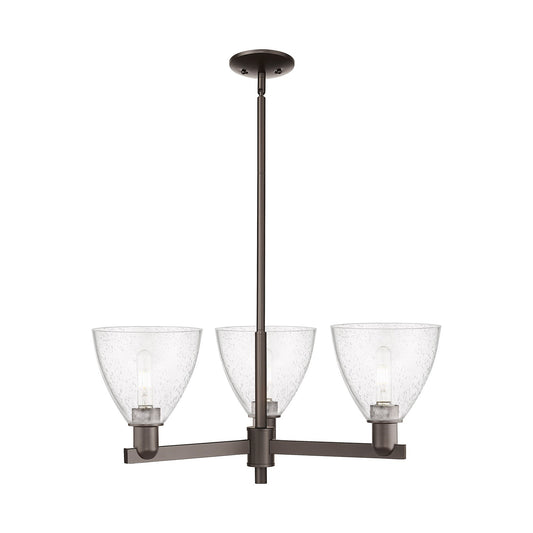 Innovations Bristol 29in 3-Light Pendant | Industrial Oil Rubbed Bronze Steel and Seedy Glass | Kitchen Island & Dining Room | Model 716-3CR-OB-GBD-754