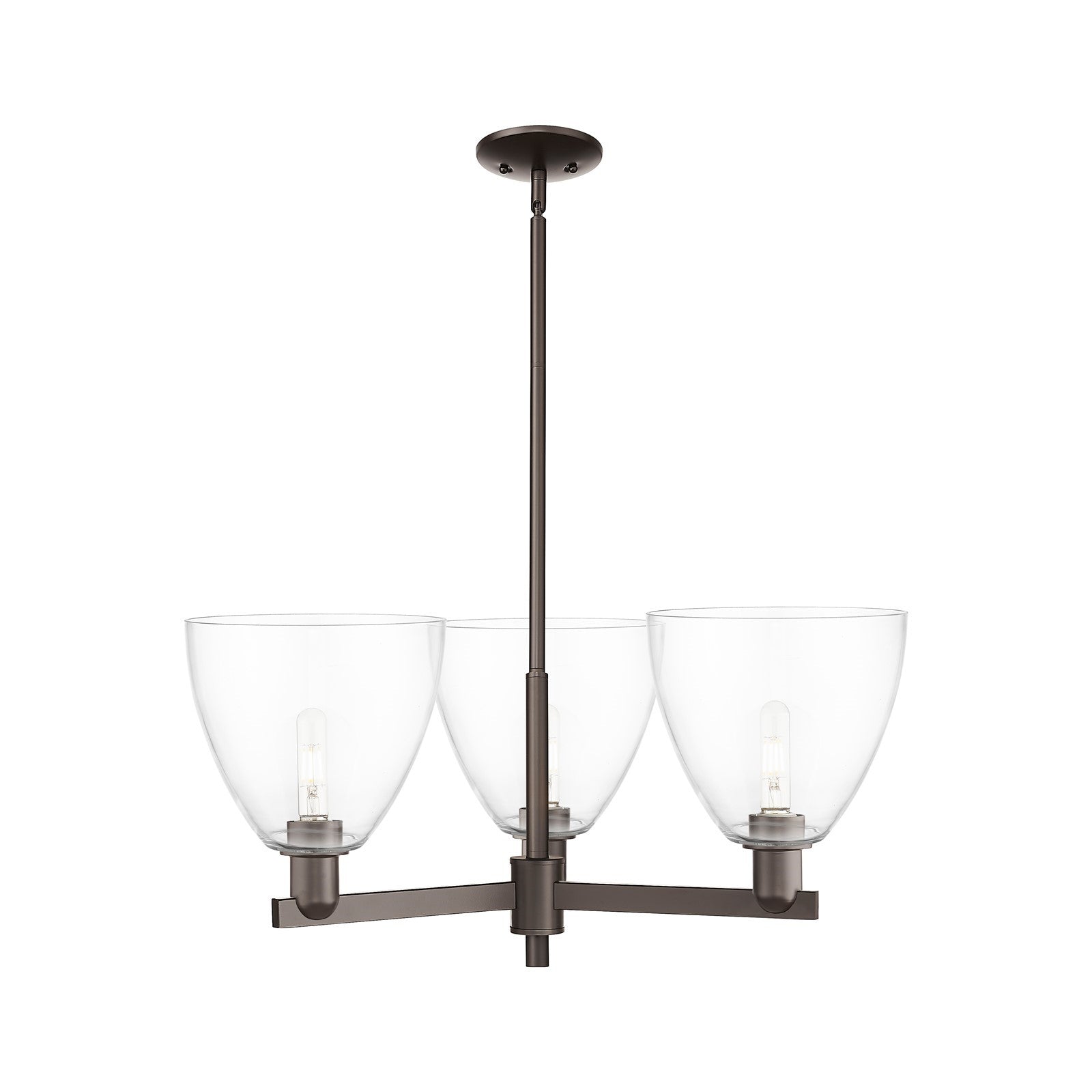 Innovations Bristol 31in 3-Light Pendant | Industrial Oil Rubbed Bronze Steel and Clear Glass | Kitchen Island & Dining Room | Model 716-3CR-OB-GBD-92