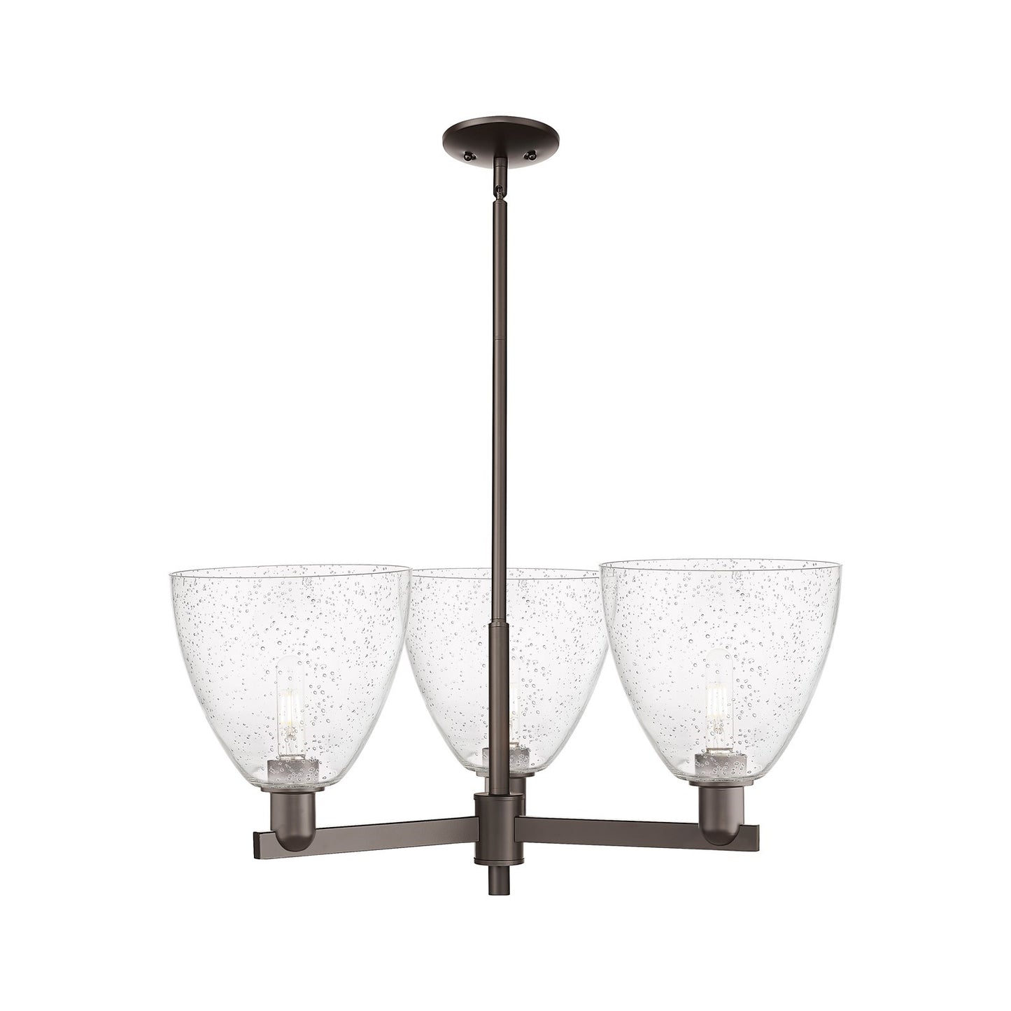 Innovations Bristol 31in 3-Light Pendant | Industrial Oil Rubbed Bronze Steel and Seedy Glass | Kitchen Island & Dining Room | Model 716-3CR-OB-GBD-94