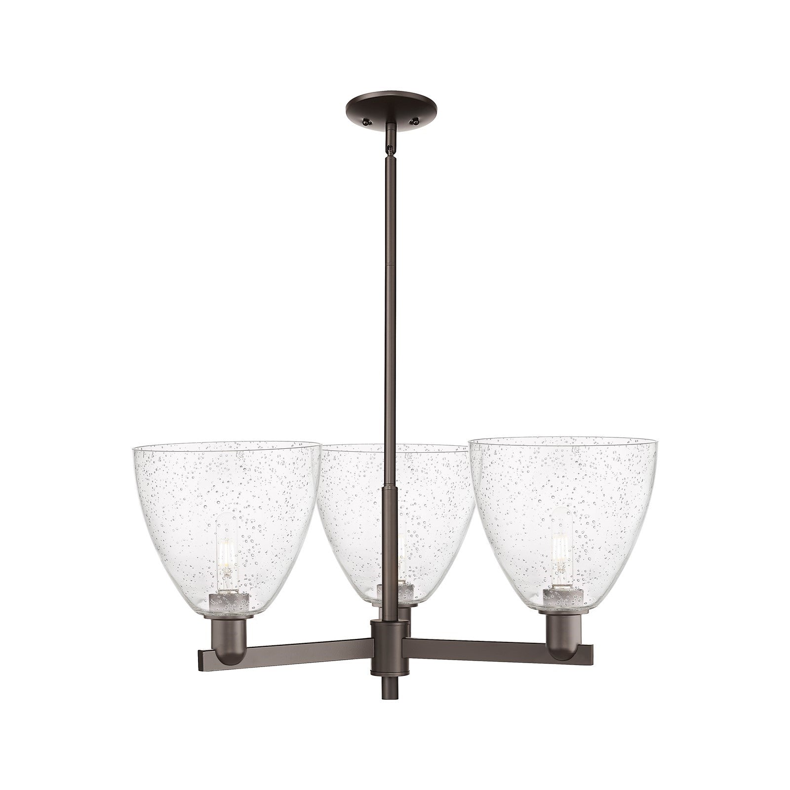 Innovations Bristol 31in 3-Light Pendant | Industrial Oil Rubbed Bronze Steel and Seedy Glass | Kitchen Island & Dining Room | Model 716-3CR-OB-GBD-94