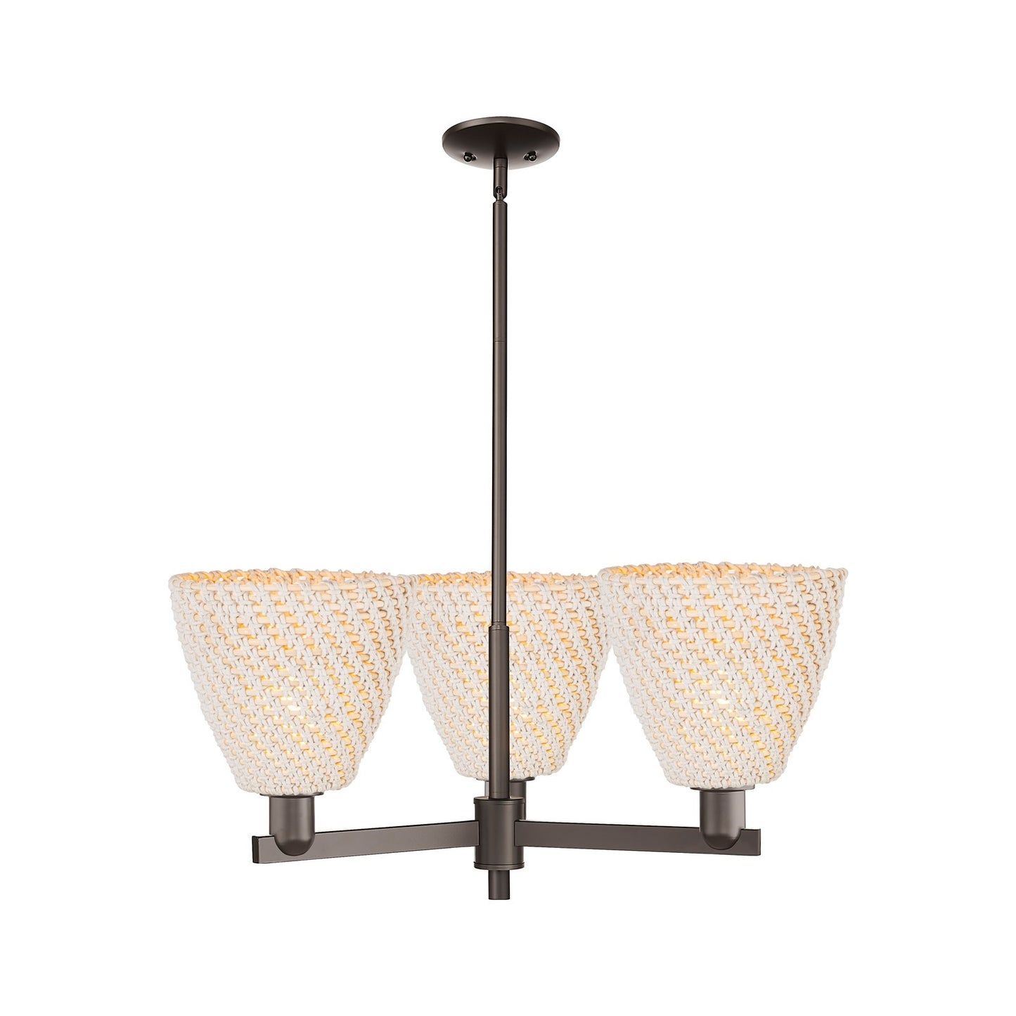 Innovations Bristol Natural 31in 3-Light Pendant | Industrial Oil Rubbed Bronze Steel and Natural Fiber Dome Shade | Kitchen | Model 716-3CR-OB-NBD-9-NAT