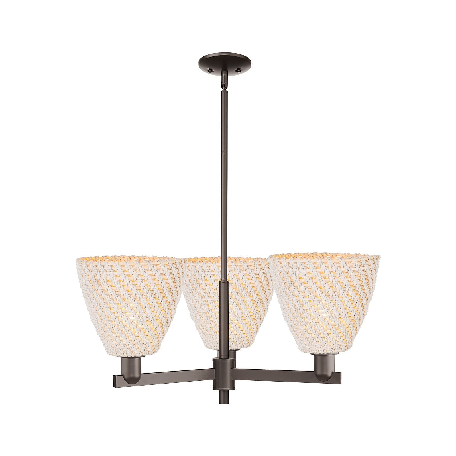 Innovations Bristol Natural 31in 3-Light Pendant | Industrial Oil Rubbed Bronze Steel and Natural Fiber Dome Shade | Kitchen | Model 716-3CR-OB-NBD-9-NAT