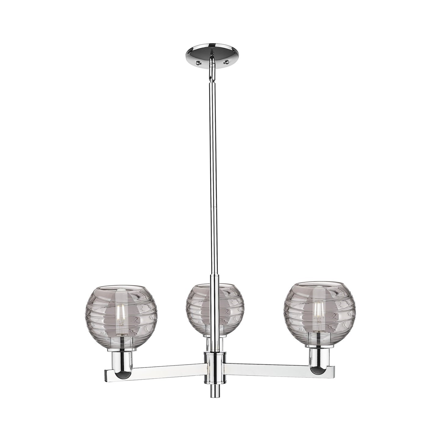 Innovations Athens Deco Swirl 18in 3-Light Pendant | Industrial Modern Polished Chrome and Light Smoke Glass | Kitchen Island | Model 716-3CR-PC-G1213-6SM