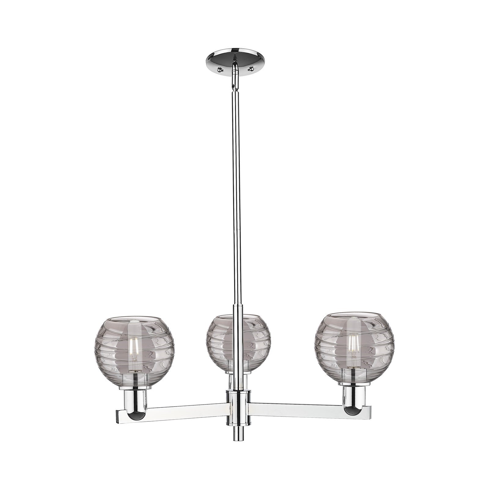 Innovations Athens Deco Swirl 18in 3-Light Pendant | Industrial Modern Polished Chrome and Light Smoke Glass | Kitchen Island | Model 716-3CR-PC-G1213-6SM