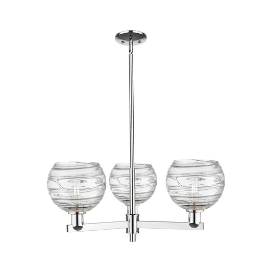 Innovations Athens Deco Swirl 30in 3-Light Pendant | Industrial Modern Polished Chrome and Clear Glass | Kitchen Island & | Model 716-3CR-PC-G1213-8CL