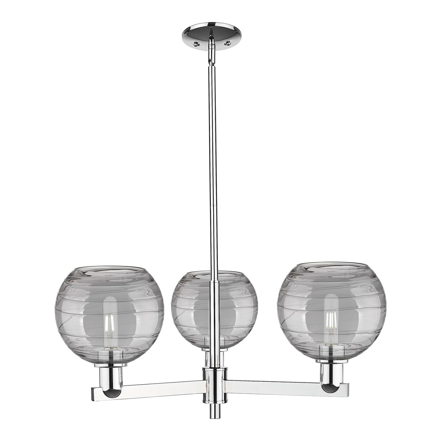 Innovations Athens Deco Swirl 30in 3-Light Pendant | Industrial Polished Chrome and Light Smoke Glass | Kitchen Island & | Model 716-3CR-PC-G1213-8SM