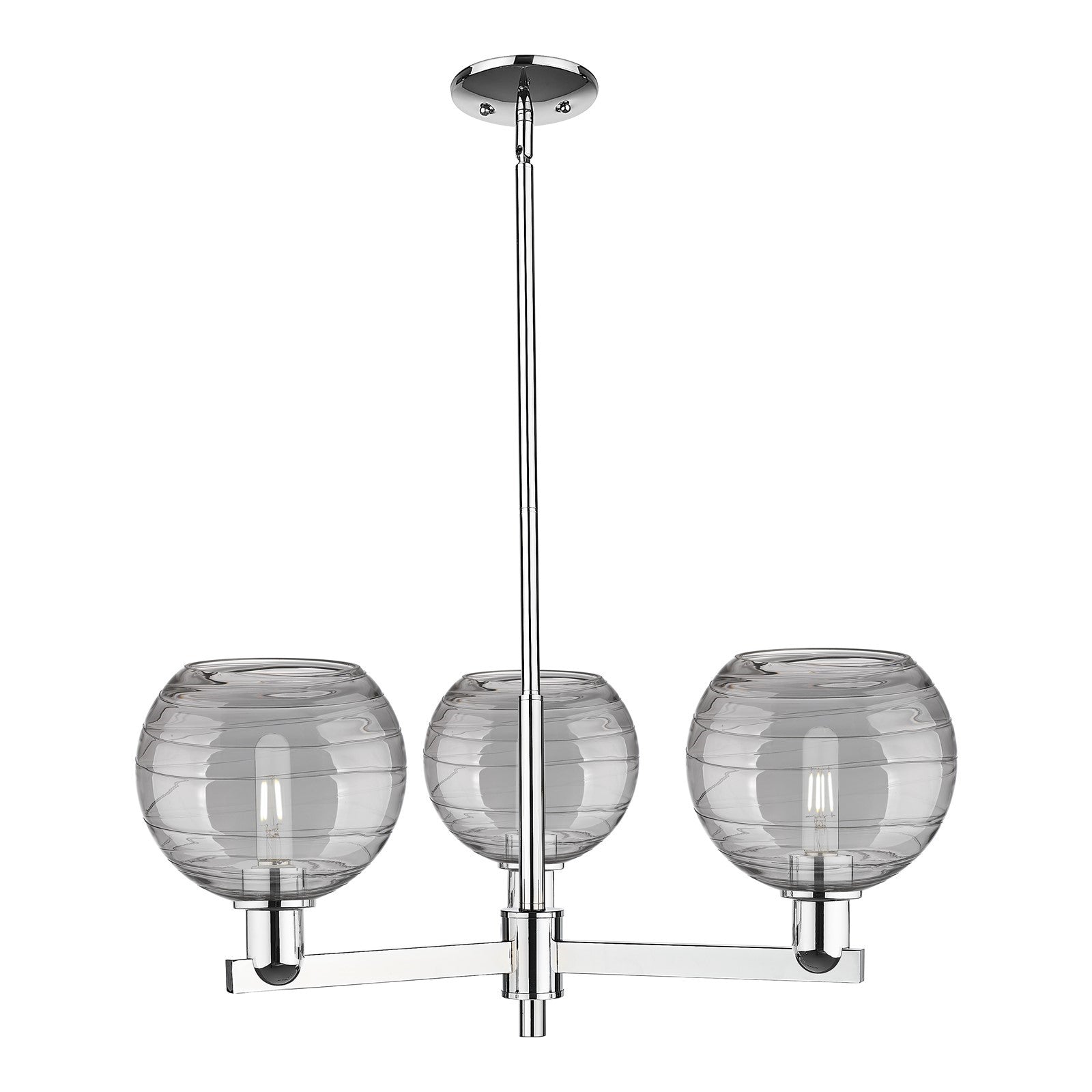 Innovations Athens Deco Swirl 30in 3-Light Pendant | Industrial Polished Chrome and Light Smoke Glass | Kitchen Island & | Model 716-3CR-PC-G1213-8SM