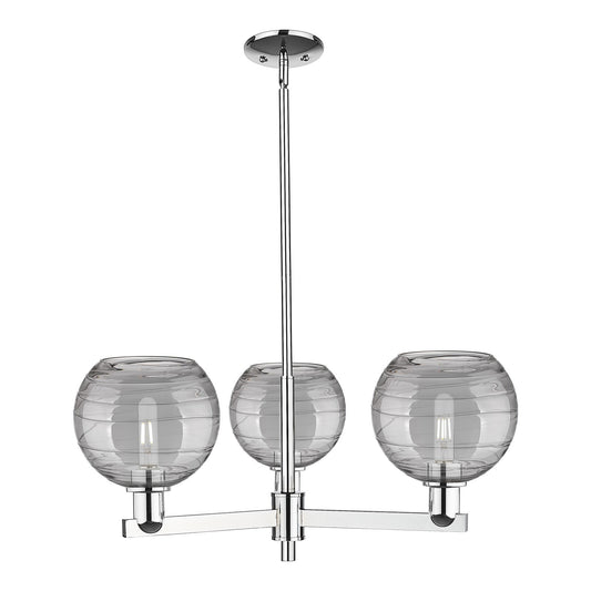 Innovations Athens Deco Swirl 30in 3-Light Pendant | Industrial Polished Chrome and Light Smoke Glass | Kitchen Island & | Model 716-3CR-PC-G1213-8SM