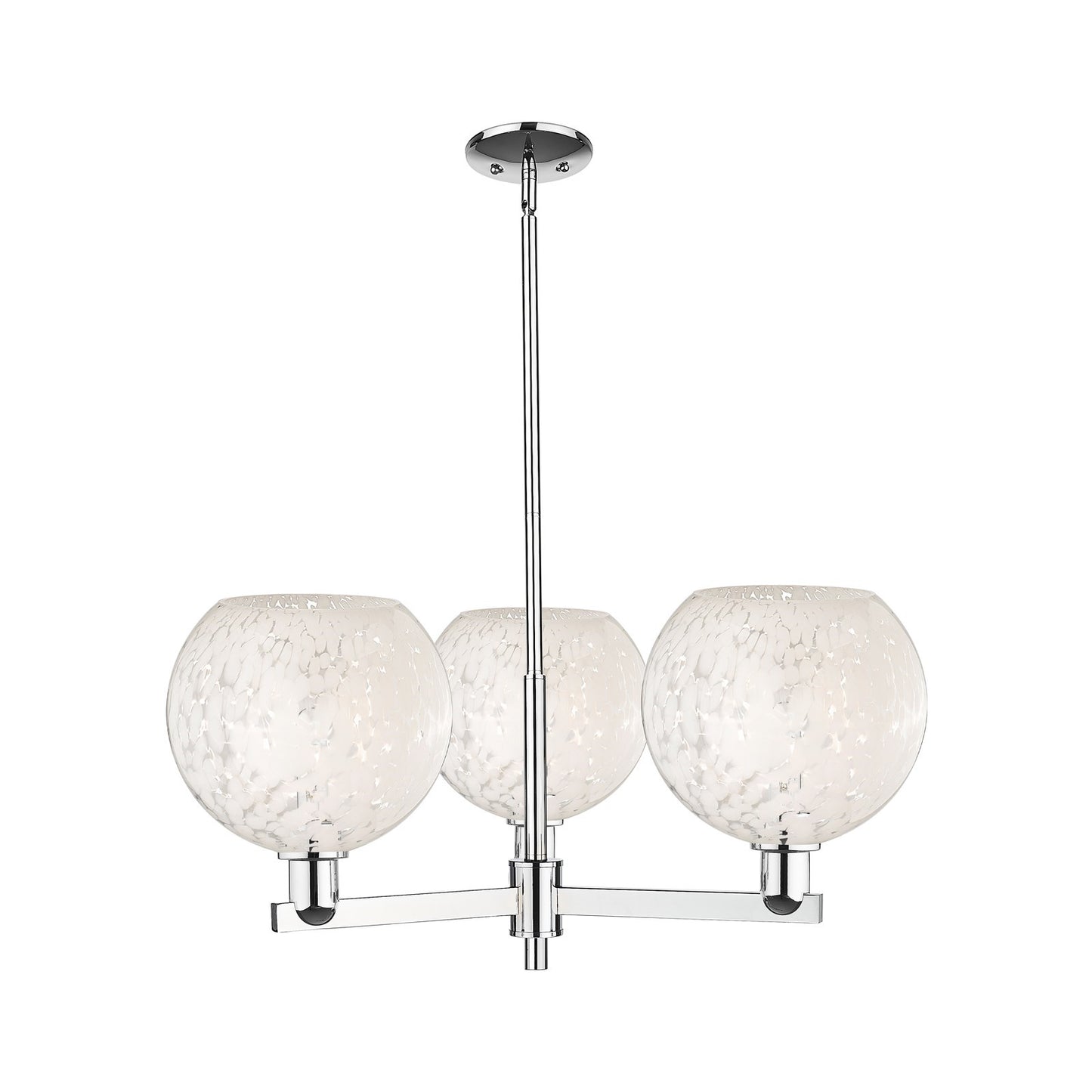 Innovations Lighting White Mouchette 32in 3-Light Pendant | Industrial Polished Chrome Steel and White Glass | Kitchen | Model 716-3CR-PC-G1216-10WM
