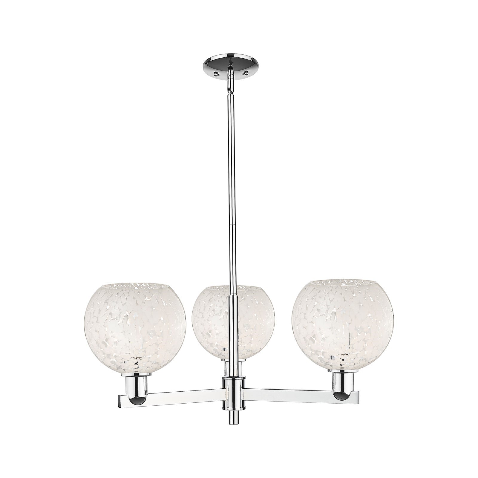 Innovations Lighting Arcadia 30in 3-Light Pendant | Industrial Modern Polished Chrome and White Mouchette Glass | Kitchen | Model 716-3CR-PC-G1216-8WM