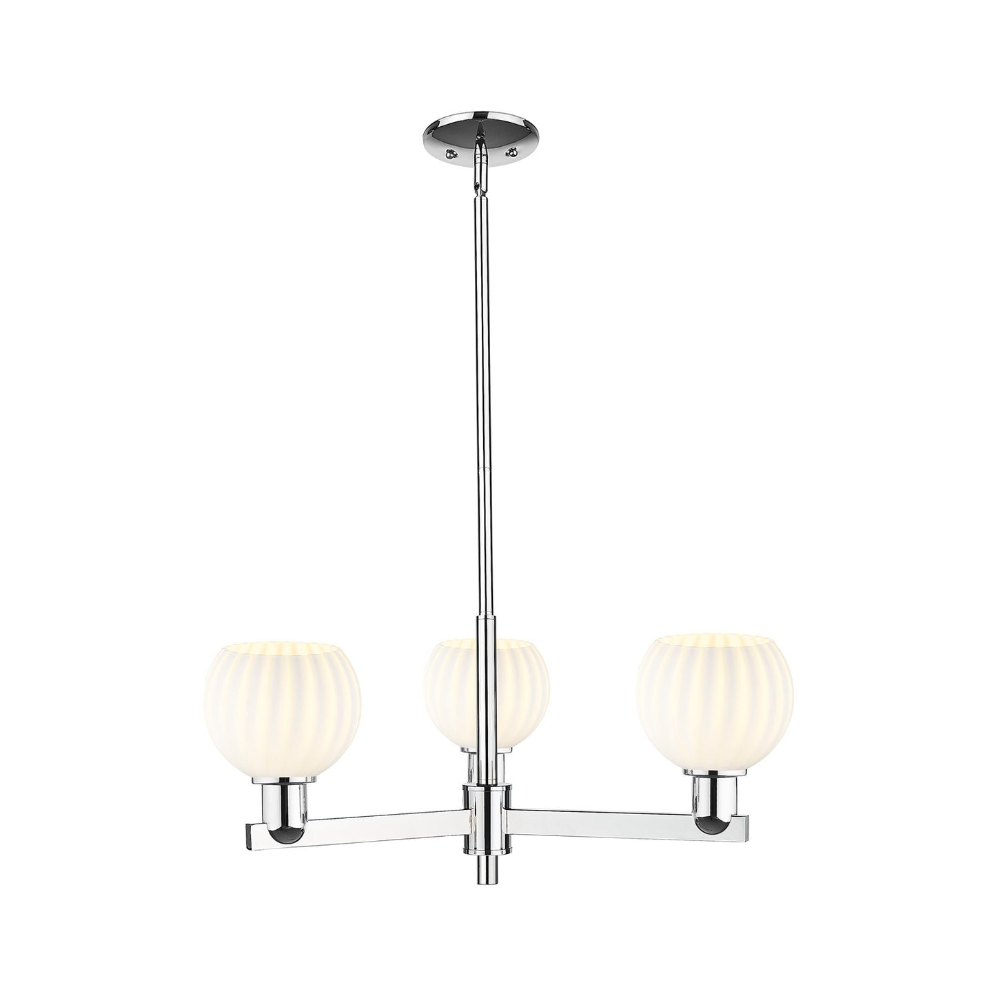 Innovations Lighting Arcadia 28in 3-Light Pendant | Industrial Polished Chrome Steel and White Venetian Glass | Kitchen | Model 716-3CR-PC-G1217-6WV