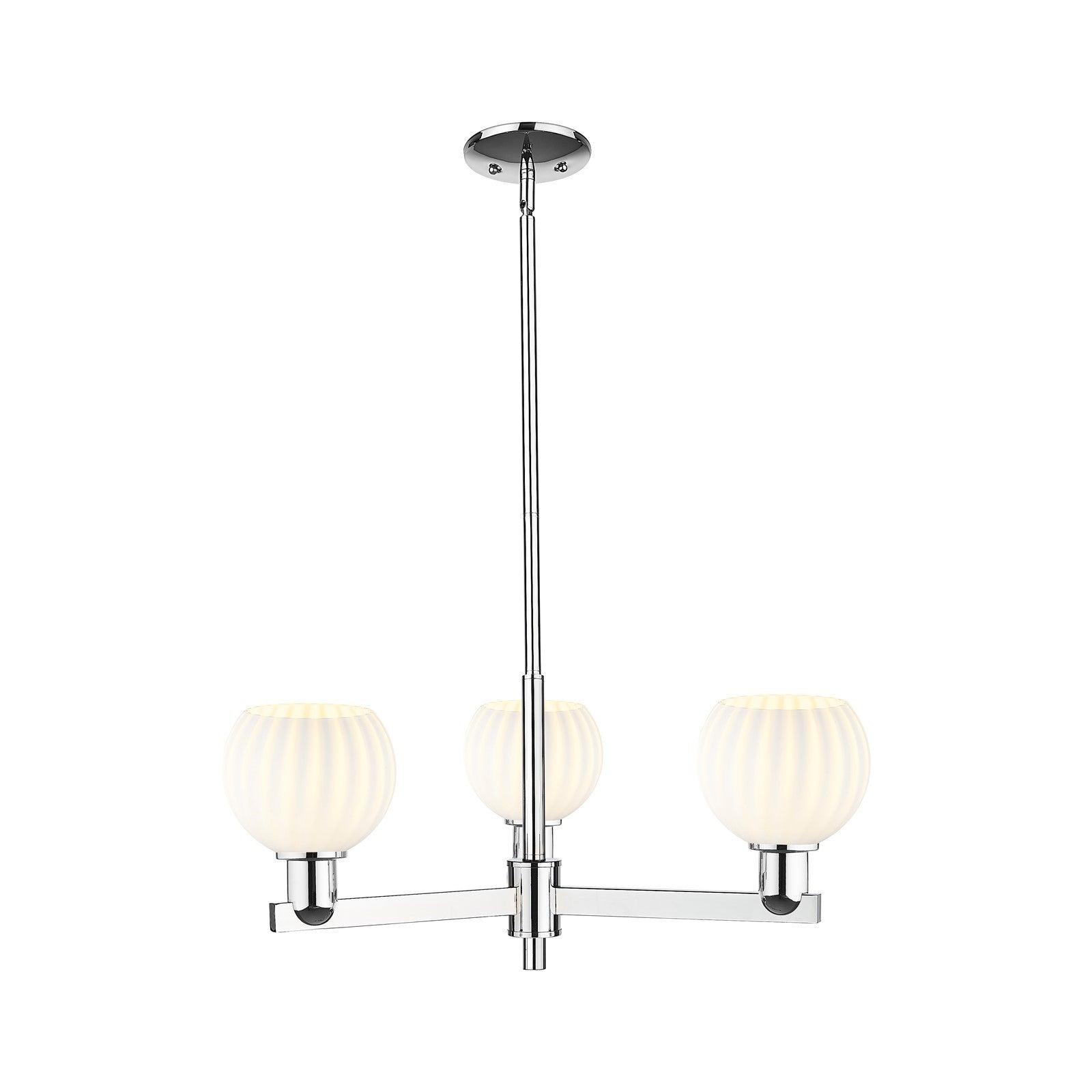 Innovations Lighting Arcadia 28in 3-Light Pendant | Industrial Polished Chrome Steel and White Venetian Glass | Kitchen | Model 716-3CR-PC-G1217-6WV