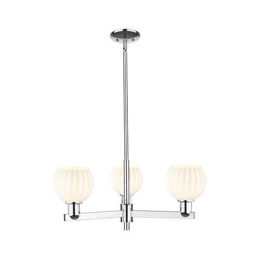 Innovations Lighting Arcadia 28in 3-Light Pendant | Industrial Polished Chrome Steel and White Venetian Glass | Kitchen | Model 716-3CR-PC-G1217-6WV