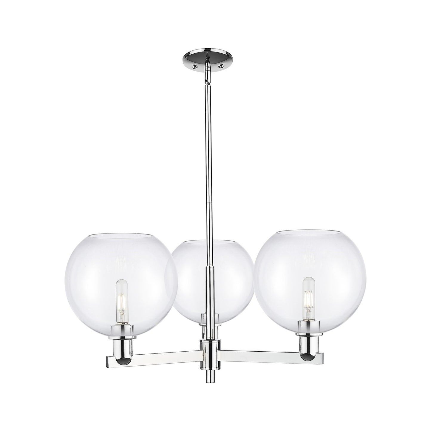 Innovations Athens 32in 3-Light Pendant | Industrial Polished Chrome Steel and Clear Glass | Kitchen Island & Dining Room | Model 716-3CR-PC-G122-10