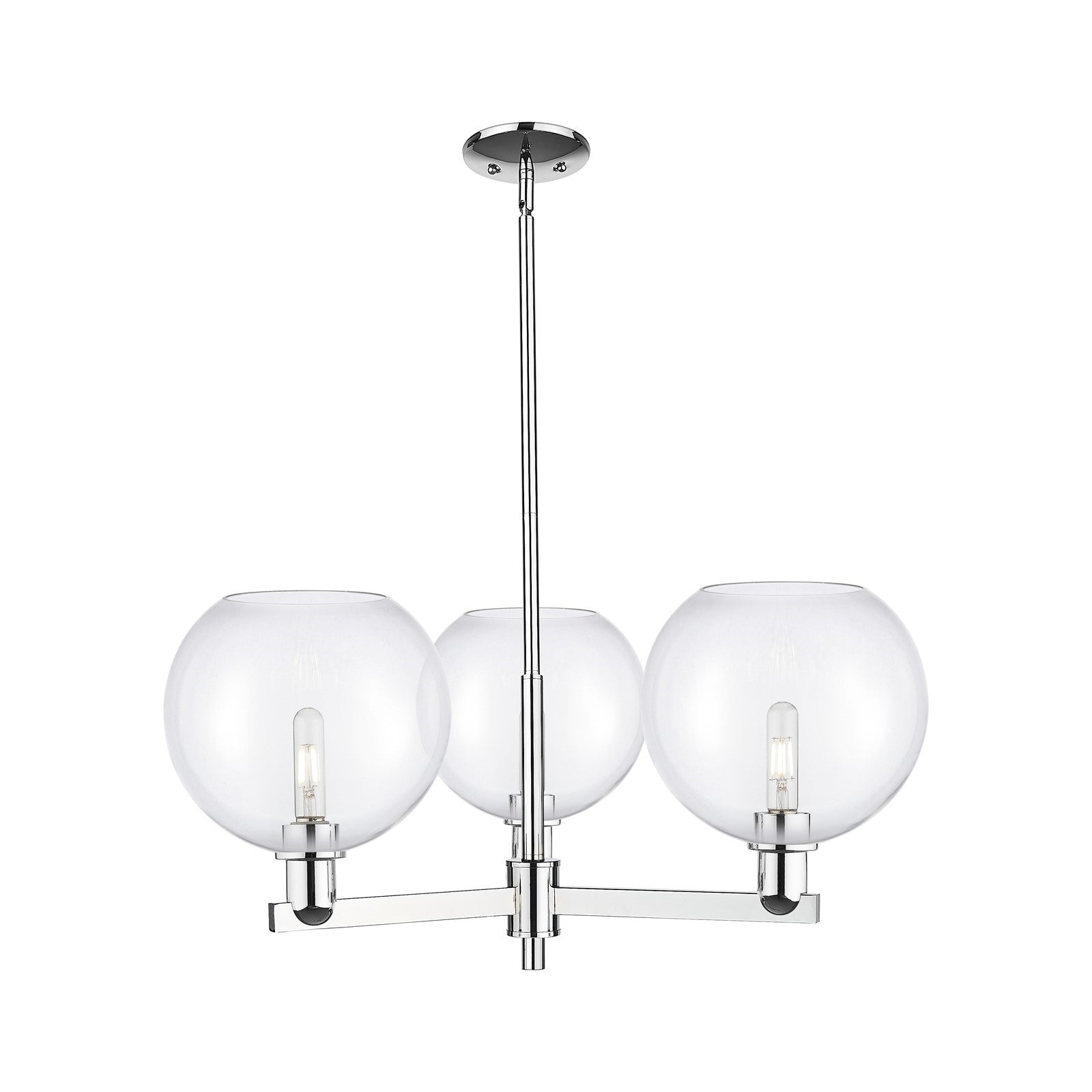 Innovations Athens 32in 3-Light Pendant | Industrial Polished Chrome Steel and Clear Glass | Kitchen Island & Dining Room | Model 716-3CR-PC-G122-10
