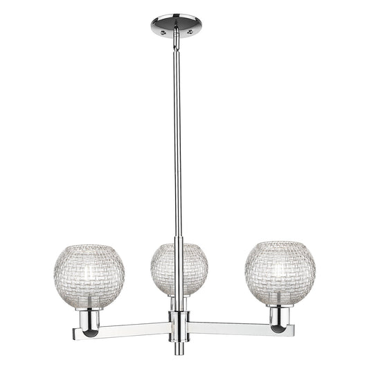 Innovations Athens 28in 3-Light Pendant | Industrial Polished Chrome and Clear Basket Weave Glass | Kitchen Island & Dining | Model 716-3CR-PC-G122C-6CL
