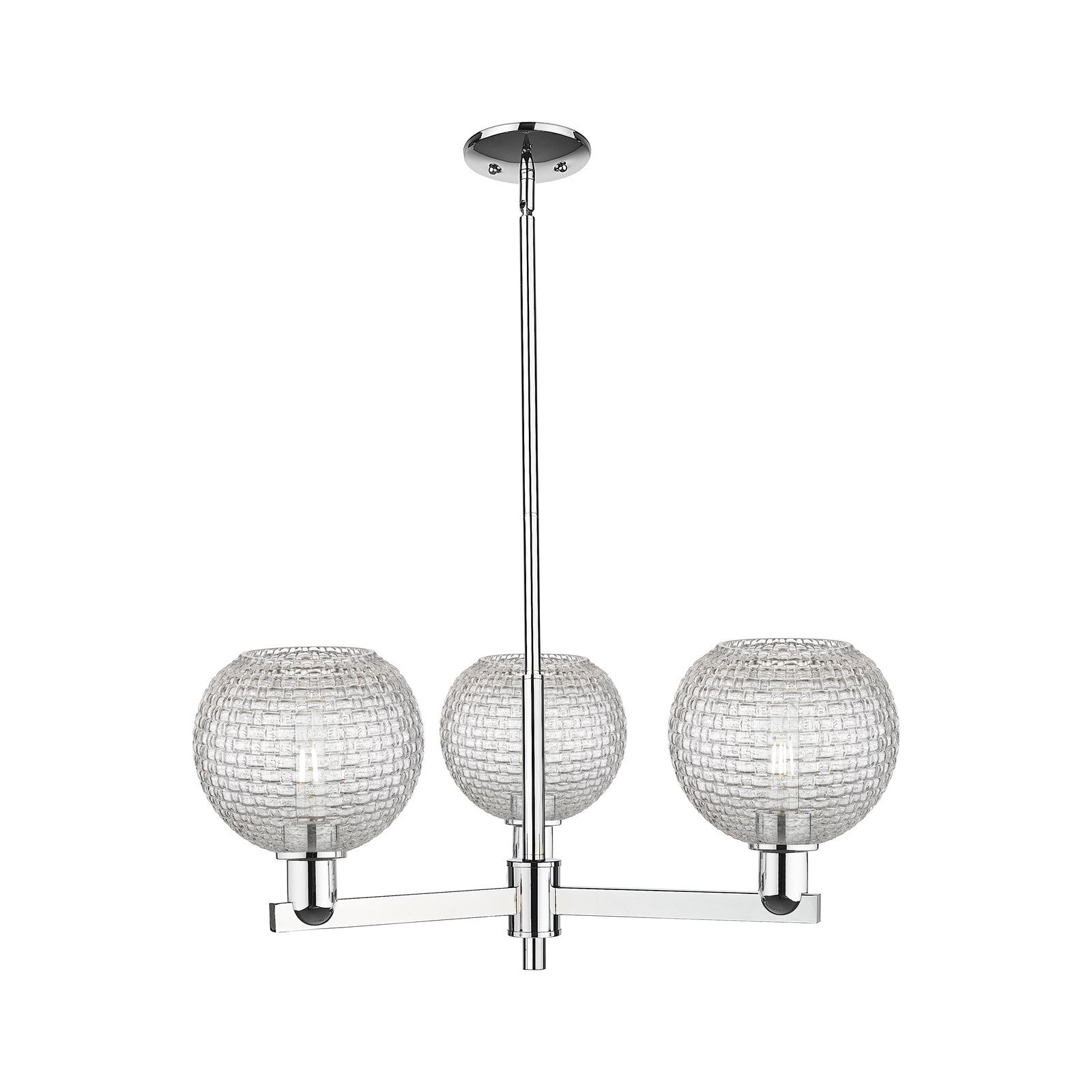 Innovations Athens 30in 3-Light Pendant | Industrial Polished Chrome Steel and Clear Basket Weave Glass | Kitchen Island & | Model 716-3CR-PC-G122C-8CL