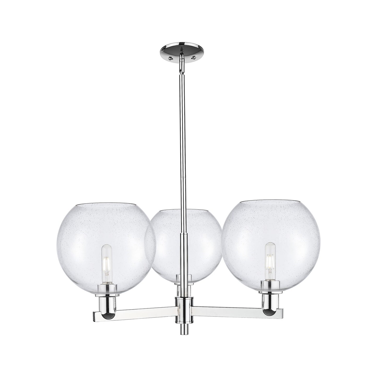 Innovations Athens 32in 3-Light Pendant | Industrial Polished Chrome Steel and Seedy Glass | Kitchen Island & Dining Room | Model 716-3CR-PC-G124-10