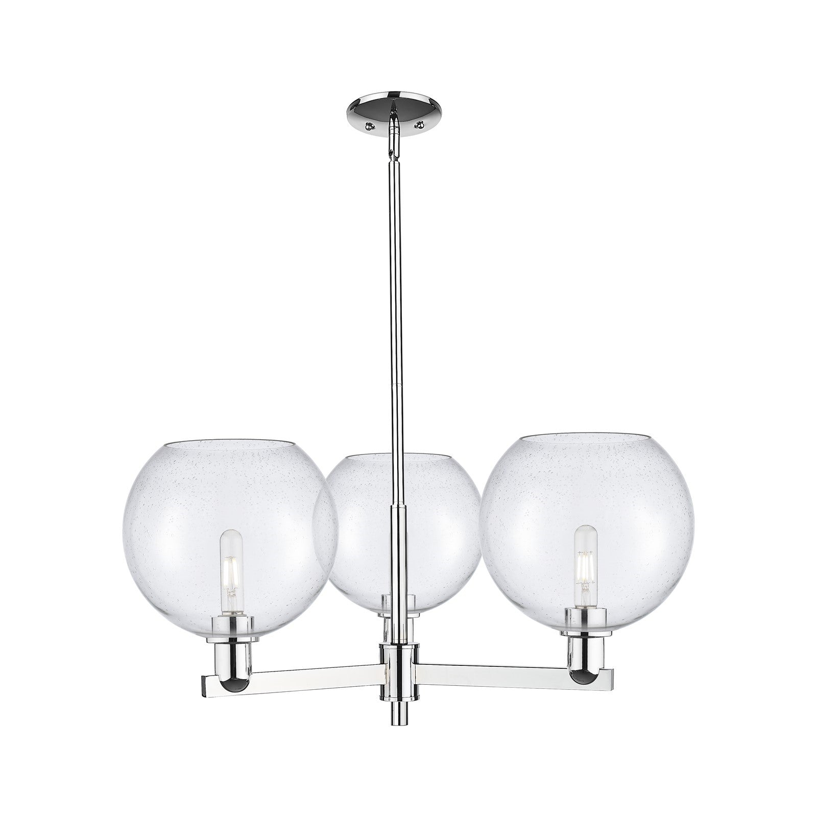 Innovations Athens 32in 3-Light Pendant | Industrial Polished Chrome Steel and Seedy Glass | Kitchen Island & Dining Room | Model 716-3CR-PC-G124-10