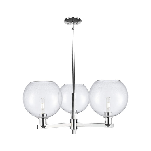 Innovations Athens 32in 3-Light Pendant | Industrial Polished Chrome Steel and Seedy Glass | Kitchen Island & Dining Room | Model 716-3CR-PC-G124-10