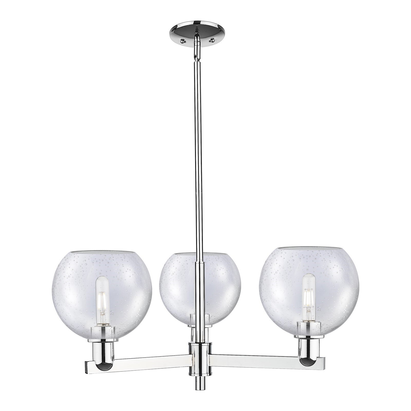 Innovations Athens 30in 3-Light Pendant | Industrial Polished Chrome Steel and Seedy Glass | Kitchen Island & Dining Room | Model 716-3CR-PC-G124-8