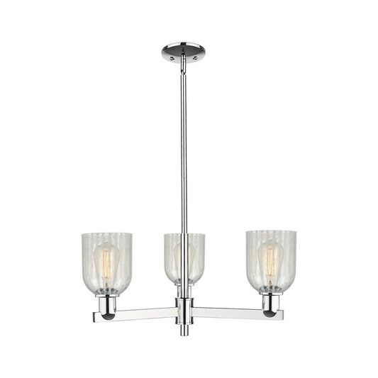 Innovations Caledonia 27in 3-Light Pendant | Industrial Polished Chrome Steel and Mouchette Glass | Kitchen Island & Dining Room | Model 716-3CR-PC-G2511