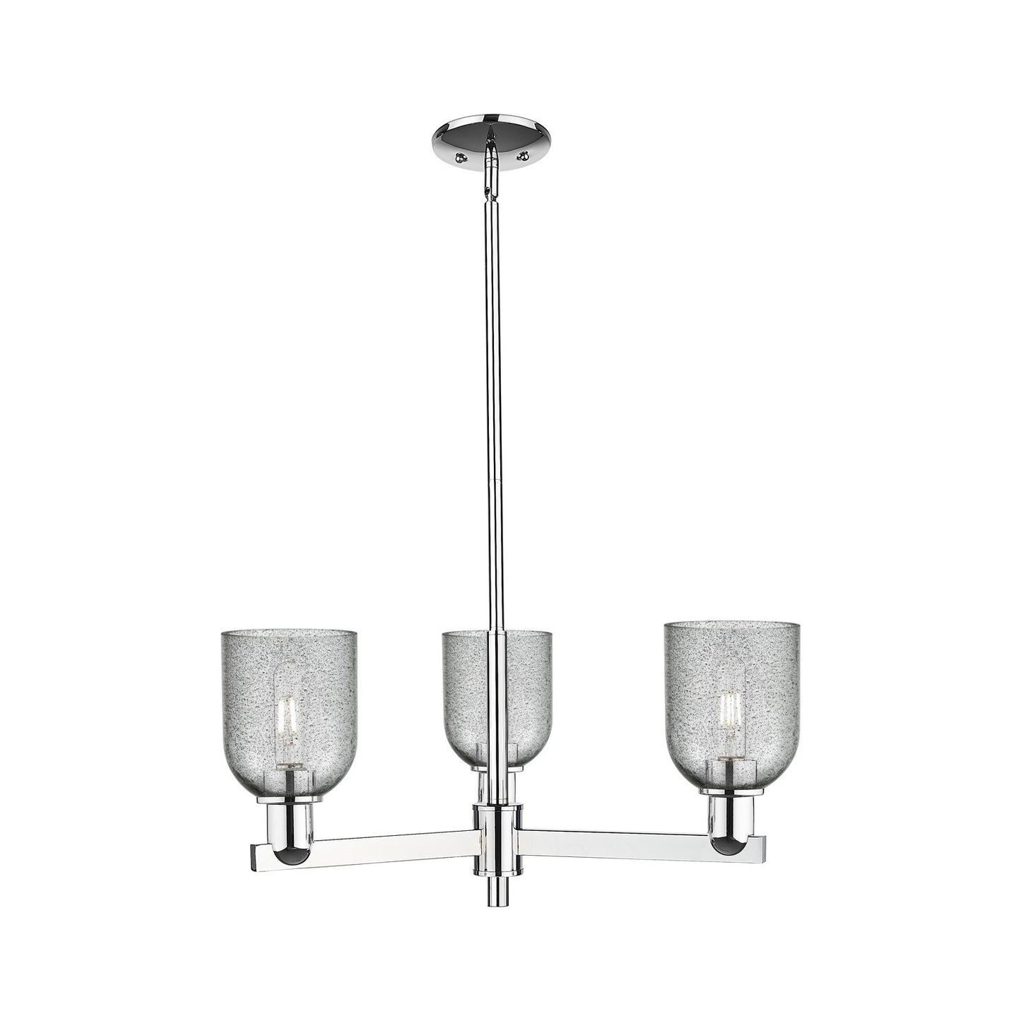 Innovations Caledonia 27in 3-Light Pendant | Industrial Polished Chrome Steel and Charcoal Glass | Kitchen Island & Dining Room | Model 716-3CR-PC-G257