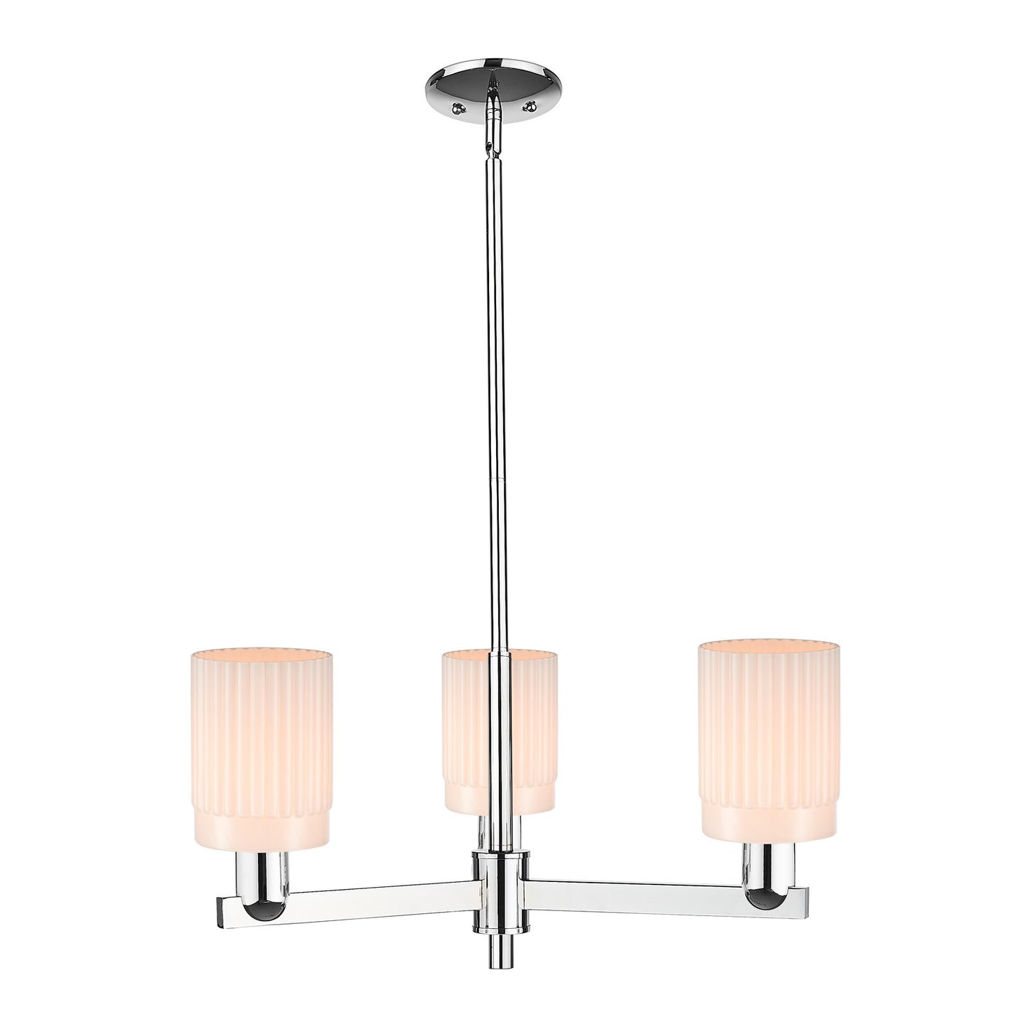 Innovations Hadley 26in 3-Light Pendant | Industrial Polished Chrome Steel and Matte White Ribbed Glass | Kitchen Island & Dining | Model 716-3CR-PC-G341