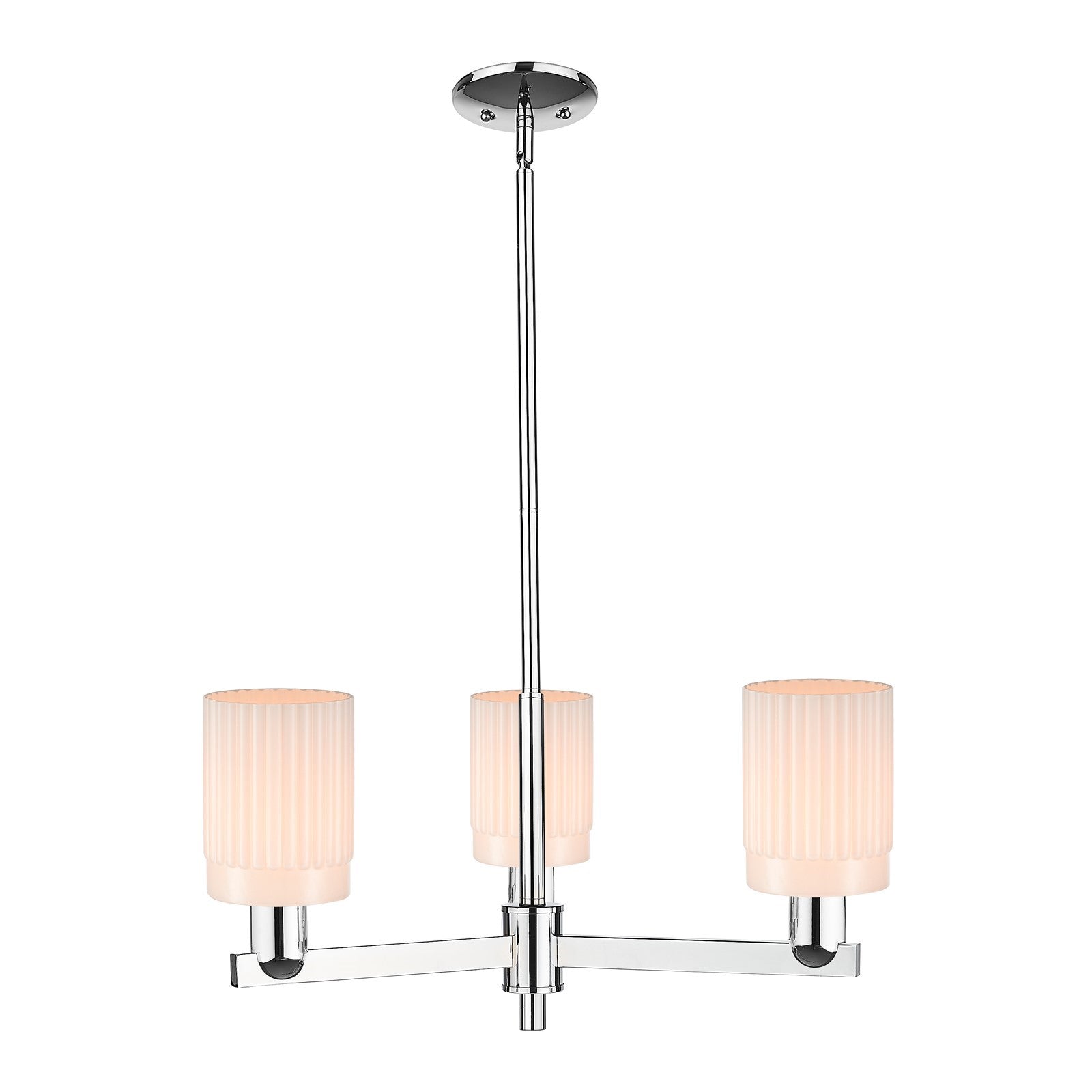 Innovations Hadley 26in 3-Light Pendant | Industrial Polished Chrome Steel and Matte White Ribbed Glass | Kitchen Island & Dining | Model 716-3CR-PC-G341