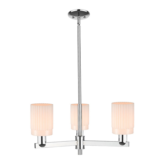 Innovations Hadley 26in 3-Light Pendant | Industrial Polished Chrome Steel and Matte White Ribbed Glass | Kitchen Island & Dining | Model 716-3CR-PC-G341