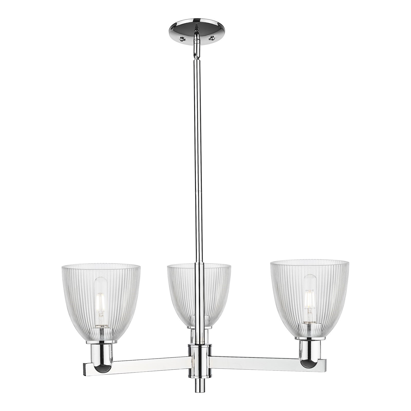 Innovations Castile 28in 3-Light Pendant | Industrial Polished Chrome Steel and Clear Glass | Kitchen Island & Dining Room | Damp | Model 716-3CR-PC-G382