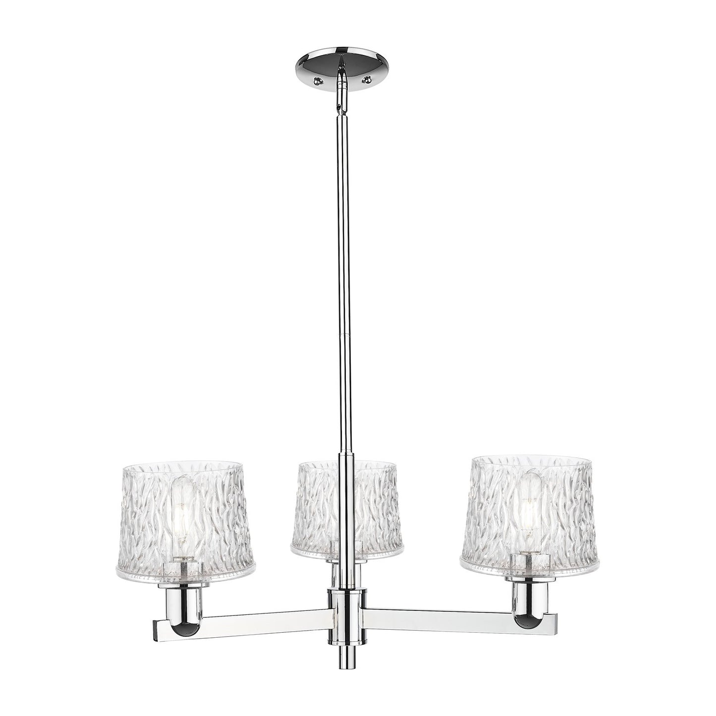Innovations Niagara 28in 3-Light Pendant | Industrial Polished Chrome Steel and Clear Textured Glass | Kitchen Island & Dining | Model 716-3CR-PC-G402