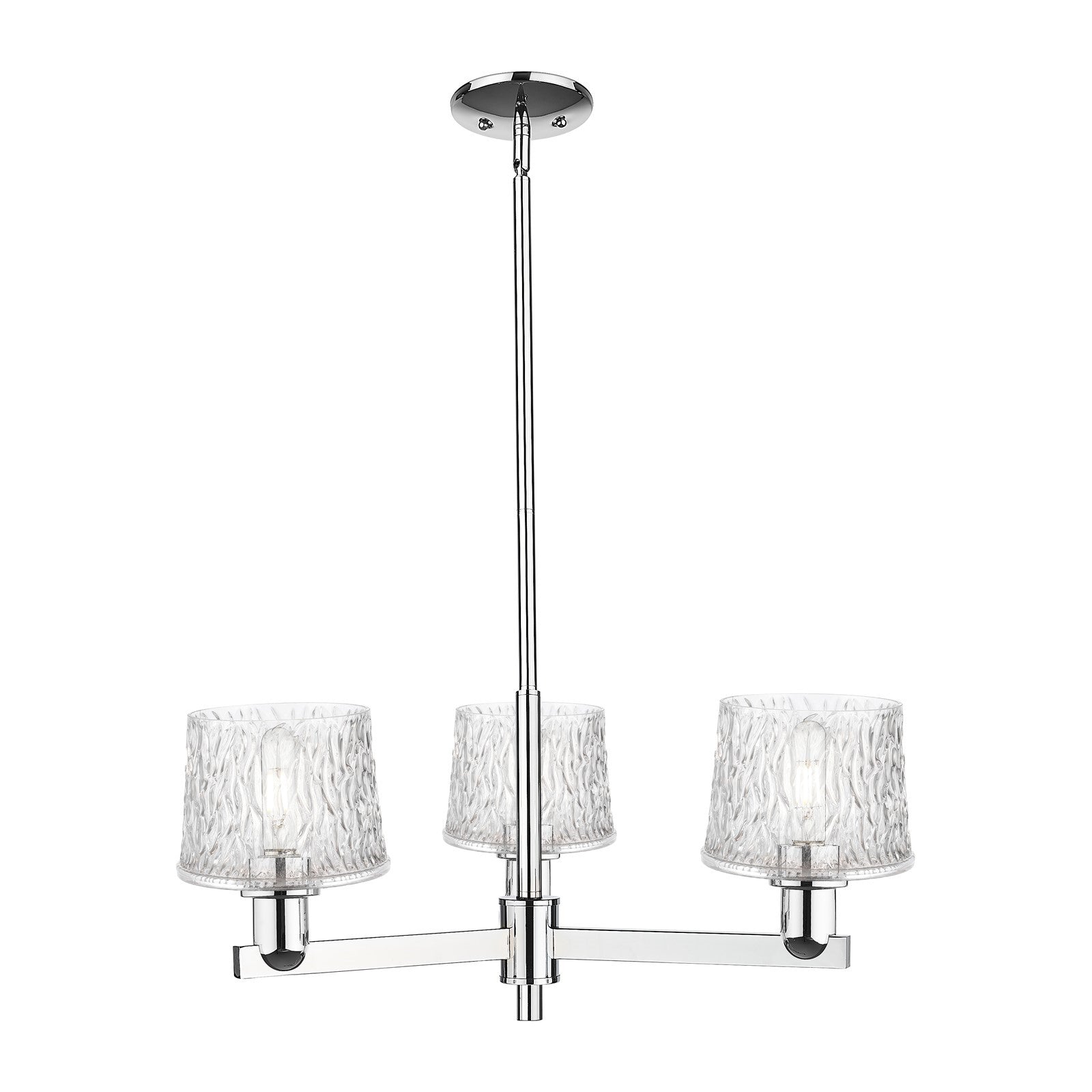Innovations Niagara 28in 3-Light Pendant | Industrial Polished Chrome Steel and Clear Textured Glass | Kitchen Island & Dining | Model 716-3CR-PC-G402