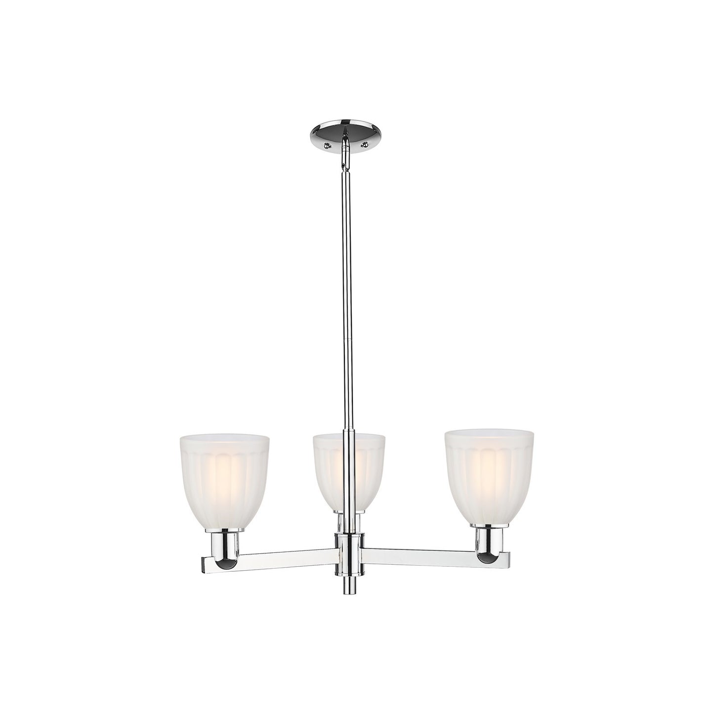 Innovations Brookfield 28in 3-Light Pendant | Industrial Polished Chrome Steel and White Frosted Ribbed Glass | Kitchen Island & | Model 716-3CR-PC-G441