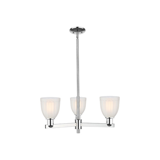 Innovations Brookfield 28in 3-Light Pendant | Industrial Polished Chrome Steel and White Frosted Ribbed Glass | Kitchen Island & | Model 716-3CR-PC-G441