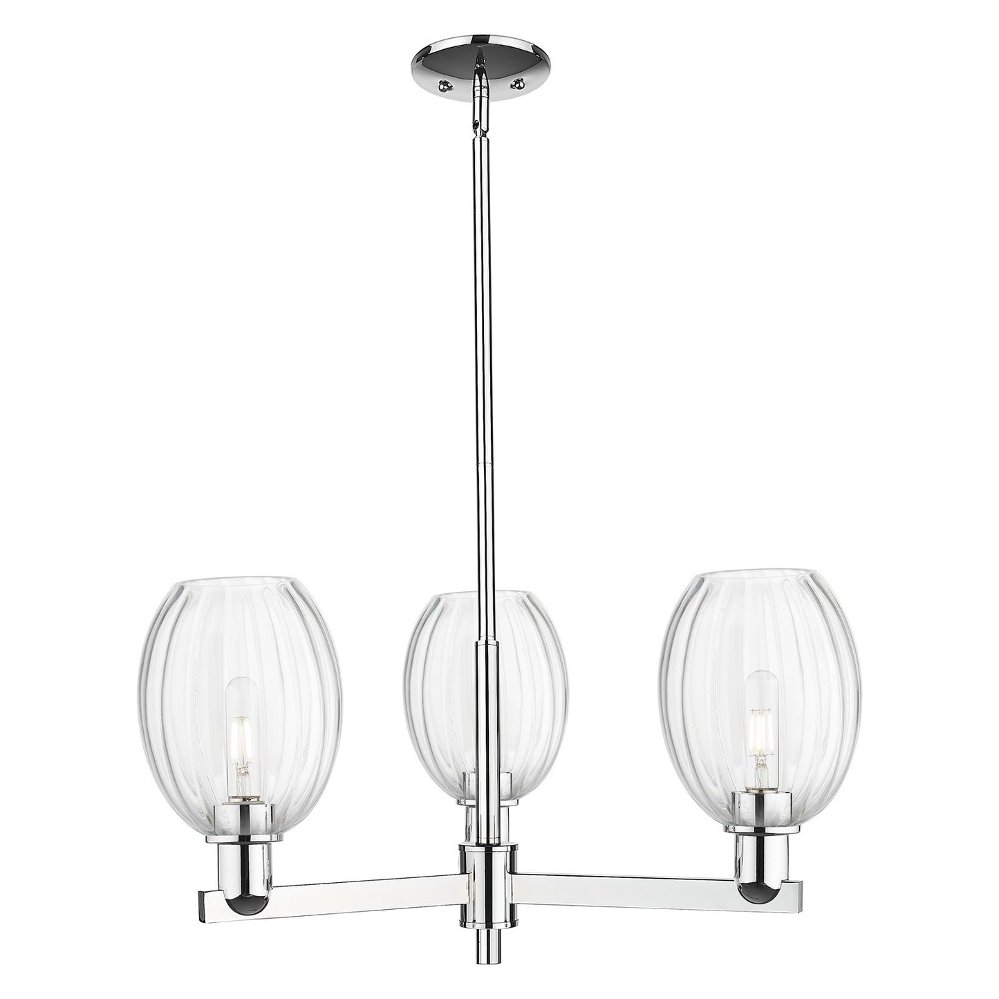 Innovations Preston Bulb 28in 3-Light Pendant | Industrial Polished Chrome Steel and Clear Glass | Kitchen Island & Dining | Model 716-3CR-PC-G459-6CL