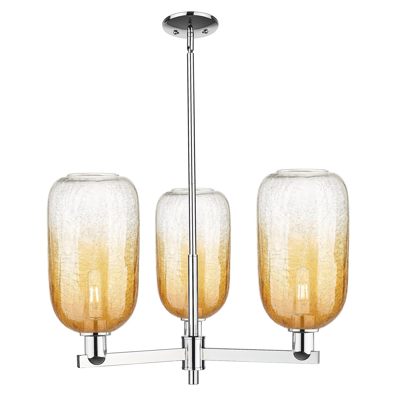 Innovations Brookhaven Cloche 28.75in 3-Light Pendant | Industrial Polished Chrome Steel and Amber Glass | Kitchen Island & | Model 716-3CR-PC-G482-7AM