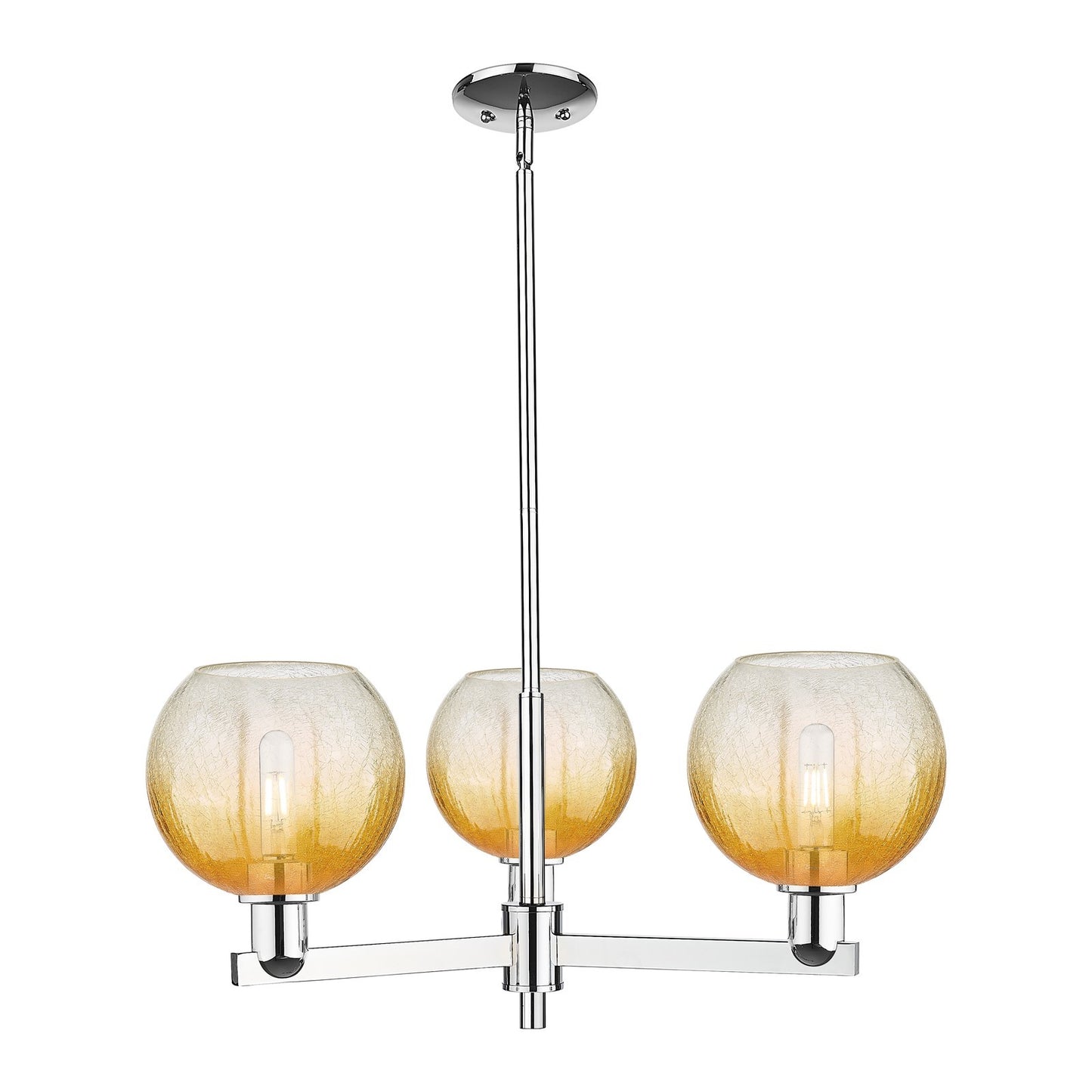 Innovations Brookhaven Globe 30in 3-Light Pendant | Industrial Polished Chrome Steel and Amber Glass | Kitchen Island & Dining | Model 716-3CR-PC-G483-8AM