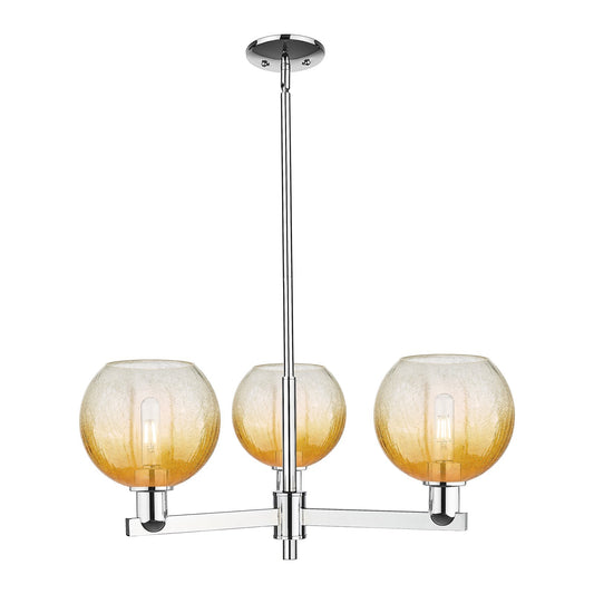 Innovations Brookhaven Globe 30in 3-Light Pendant | Industrial Polished Chrome Steel and Amber Glass | Kitchen Island & Dining | Model 716-3CR-PC-G483-8AM